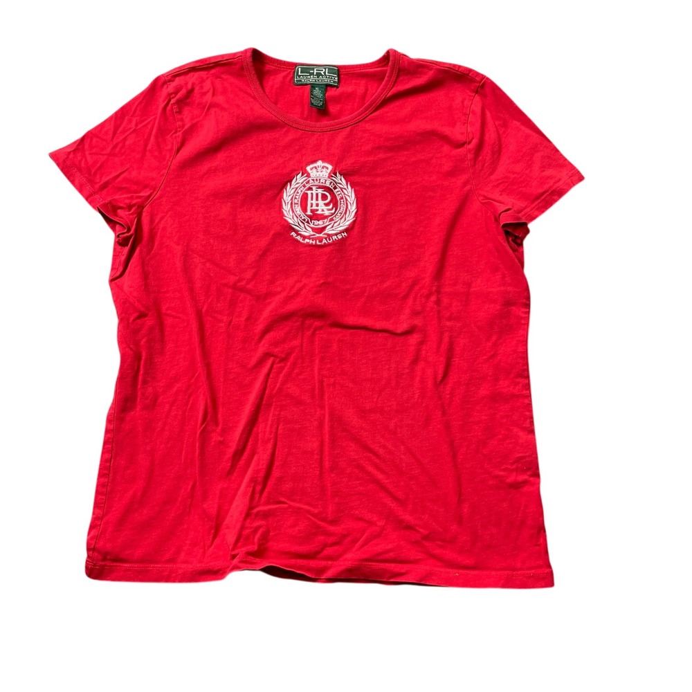 Lauren Ralph Lauren XL Red T Shirt Women's 100% Cotton Short Sleeve